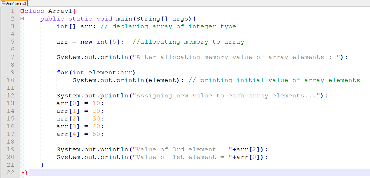 This image describes the basic structure of code to create arrays in java.